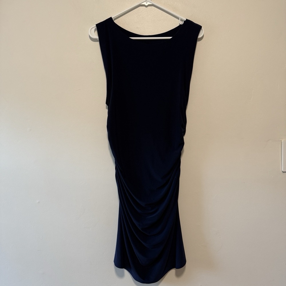 Norma Kamali KAMALIKULTURE Sleeveless Shirred Waist Navy Bodycon Dress Large‎ - Picture 4 of 9